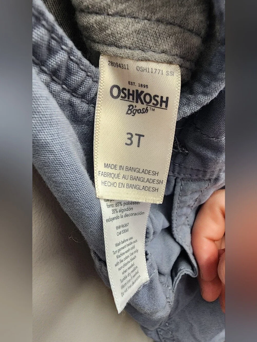 OshKosh B’gosh Toddler Blue Chambray Overalls 3T Adjustable Straps